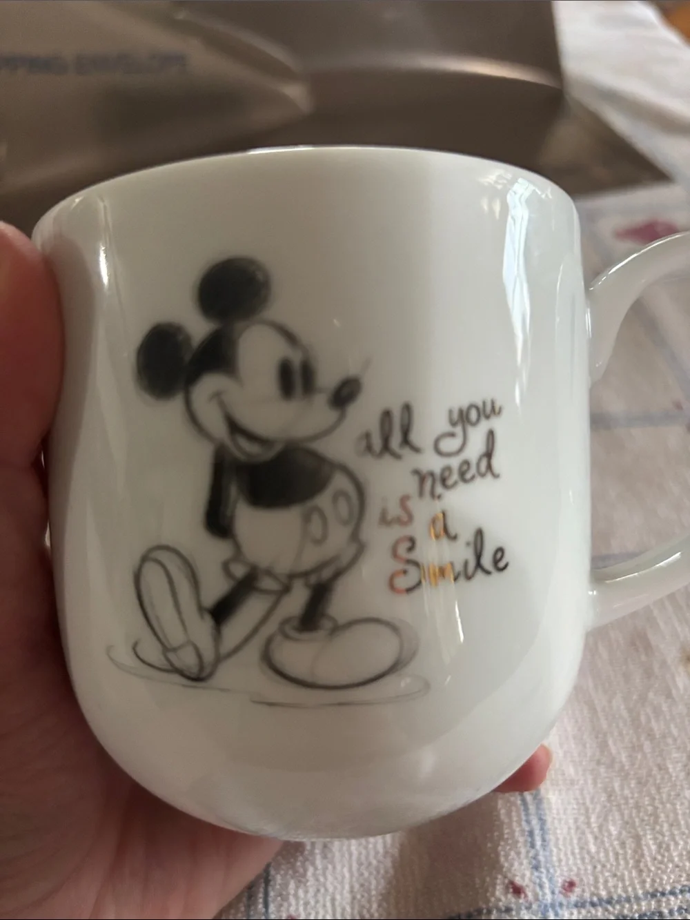 Williams Sonoma Disney White Porcelain Mickey Mouse Sketch Mug 14oz